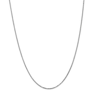 10k White Gold 1.25mm Polished Box Choker Necklace Pendant Chain