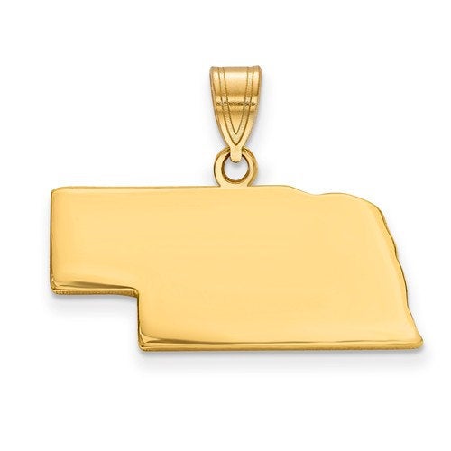 14k gold or sterling silver nebraska ne state map pendant charm personalized monogram