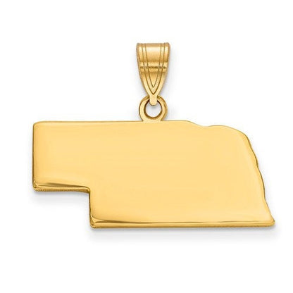 14k gold or sterling silver nebraska ne state map pendant charm personalized monogram