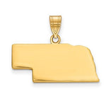 Kép betöltése a galériamegjelenítőbe: 14K Gold or Sterling Silver Nebraska NE State Map Pendant Charm Personalized Monogram
