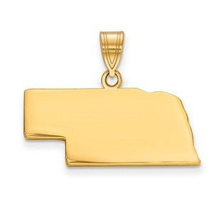 14K Gold or Sterling Silver Nebraska NE State Map Pendant Charm Personalized Monogram