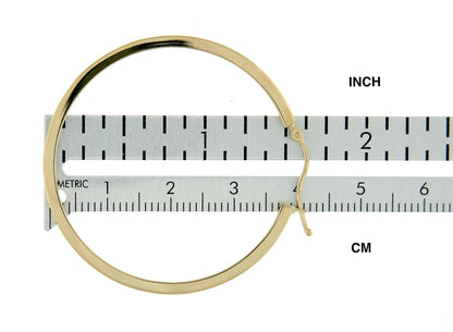 14k yellow gold square tube round hoop earrings 40mm x 2mm