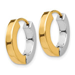 Lade das Bild in den Galerie-Viewer, 14k Yellow  White Gold Two Tone Classic Hinged Hoop Huggie Earrings 16mm x 3mm
