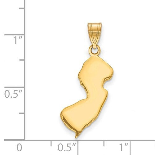 14k gold or sterling silver new jersey nj state map pendant charm personalized monogram