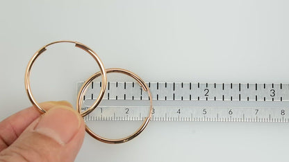 14k Rose Gold Classic Endless Round Hoop Earrings 28mm x 2mm