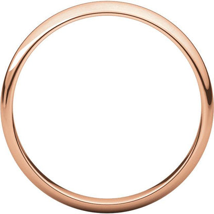 14k rose gold 3mm wedding anniversary promise ring band half round light