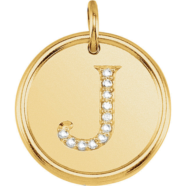 14K Yellow Rose White Gold Genuine Diamond Uppercase Letter J Initial Alphabet Pendant Charm Custom Made To Order Personalized or Engraved