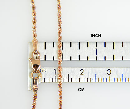 14k rose gold 1.5mm diamond cut rope bracelet anklet necklace choker pendant chain
