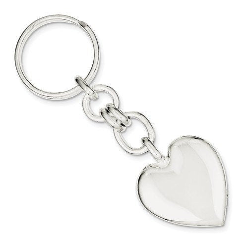Engravable Sterling Silver Heart Charm Key Holder Ring Keychain Personalized Engraved