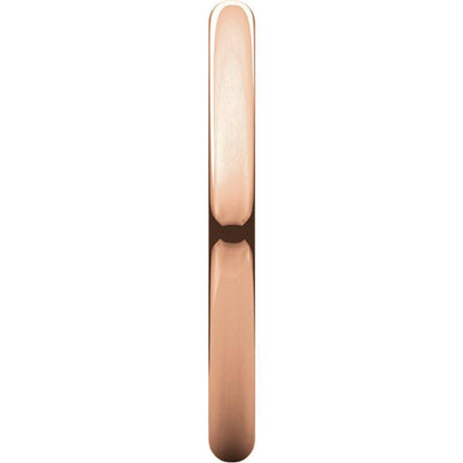 14k rose gold 2mm wedding anniversary promise ring band half round light