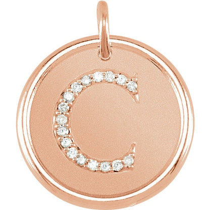 14k yellow rose white gold genuine diamond uppercase letter c initial alphabet pendant charm custom made to order personalized engraved