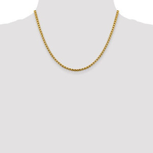 14K Yellow Gold 3.60mm Round Box Bracelet Anklet Choker Necklace Pendant Chain Lobster Clasp