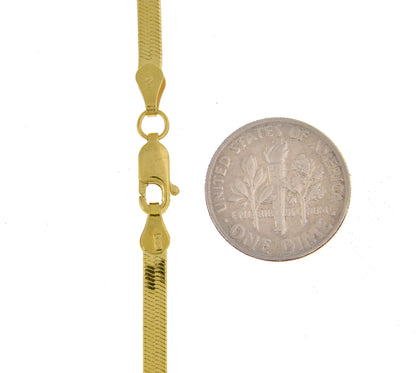 14k yellow gold 3mm silky herringbone bracelet anklet choker necklace pendant chain