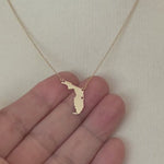 Load and play video in Gallery viewer, 14k Gold 10k Gold Silver Florida FL State Map Necklace Heart Personalized City
