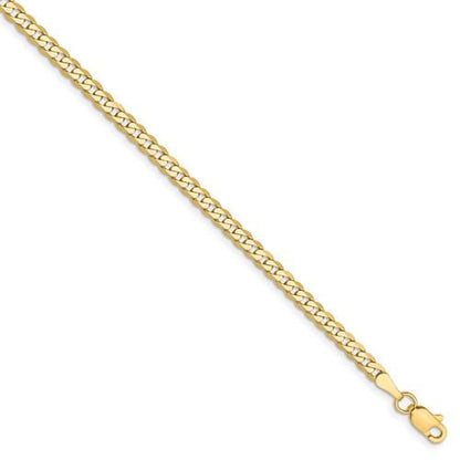 14k yellow gold 2.9mm beveled curb link bracelet anklet choker necklace pendant chain
