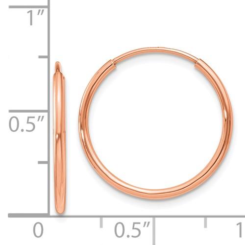 14k rose gold classic endless round hoop earrings 18mm x 1.25mm