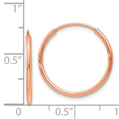 14k rose gold classic endless round hoop earrings 18mm x 1.25mm