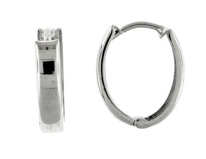 14k white gold small dainty huggie hinged hoop earrings 10mm x 2mm