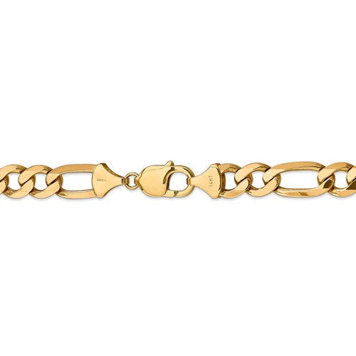 14k yellow gold 10mm flat figaro bracelet anklet choker necklace pendant chain