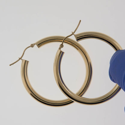 14k Yellow Gold Classic Round Hoop Earrings 38mm x 4mm