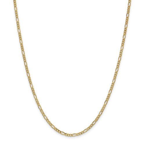 14k yellow gold 2.5mm lightweight figaro bracelet anklet choker necklace chain