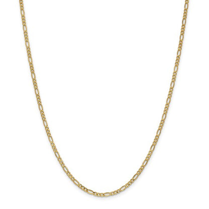14k yellow gold 2.5mm lightweight figaro bracelet anklet choker necklace chain