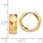 Load image into Gallery viewer, 14k Yellow Gold Faceted Textured Huggie Hinged Hoop Earrings 15mm x 5mm
