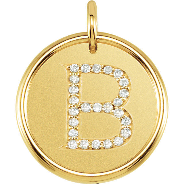 14K Yellow Rose White Gold Genuine Diamond Uppercase Letter B Initial Alphabet Pendant Charm Custom Made To Order Personalized Engraved