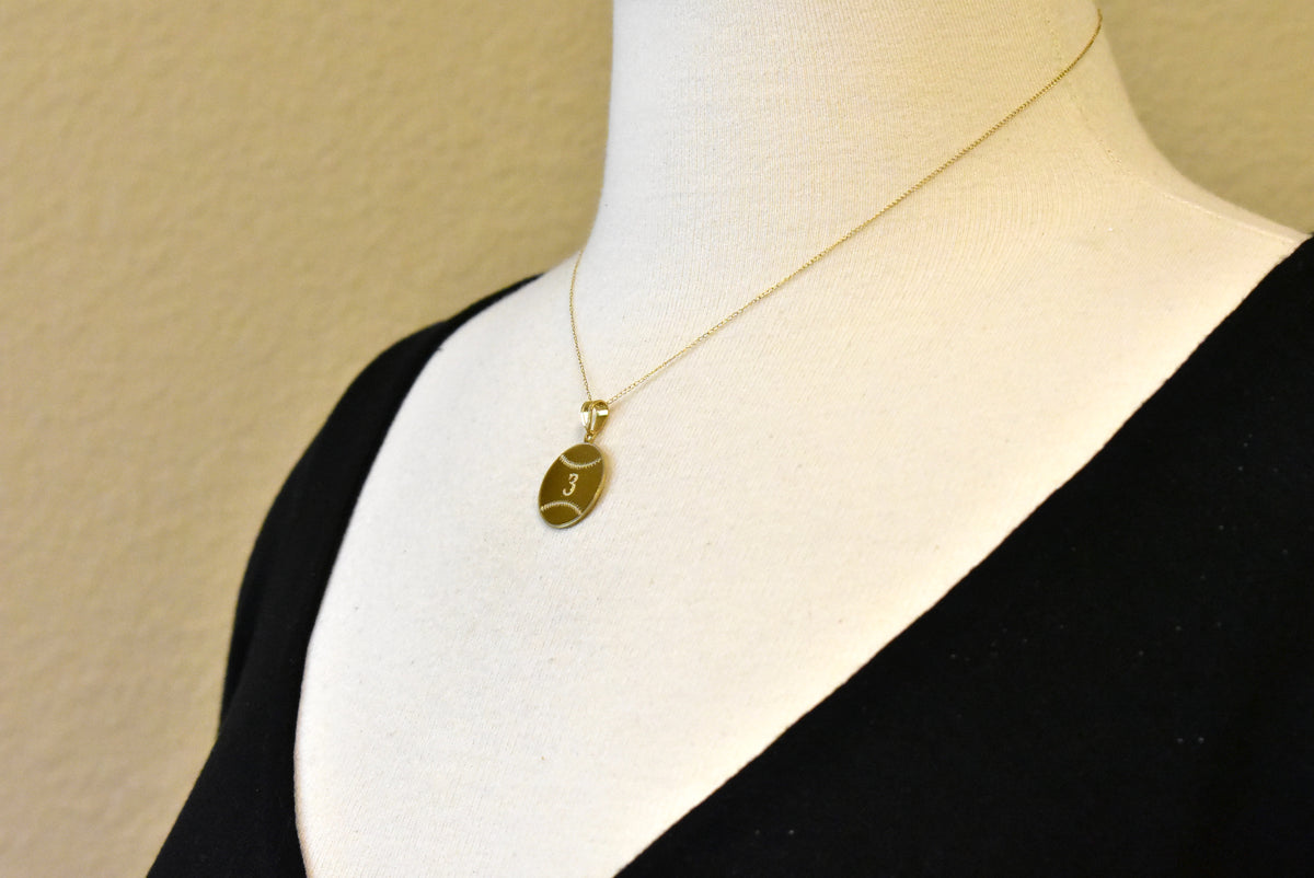 14k 10k gold sterling silver baseball personalized engraved pendant