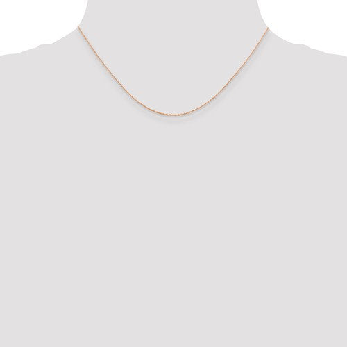 14k Rose Gold 0.5mm Cable Rope Thin Dainty Choker Necklace Pendant Chain