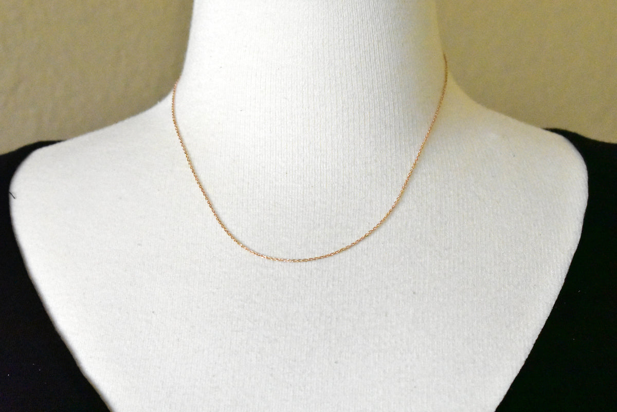 14k rose gold 1mm diamond cut cable bracelet anklet choker necklace pendant chain