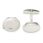 Load image into Gallery viewer, Silver Oval Photo Locket Cufflinks Cuff Links Engraved Personalized Monogram
