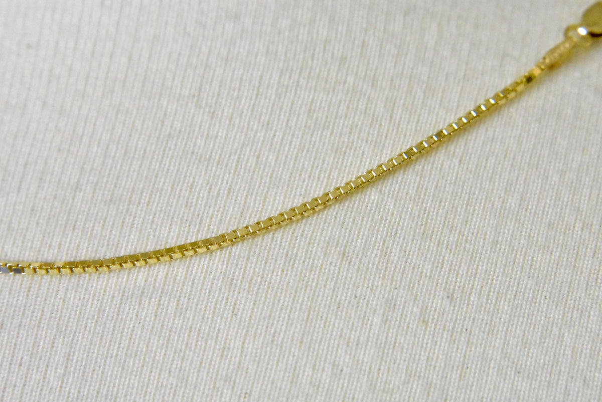 14k yellow gold 1.3mm box bracelet anklet choker necklace pendant chain