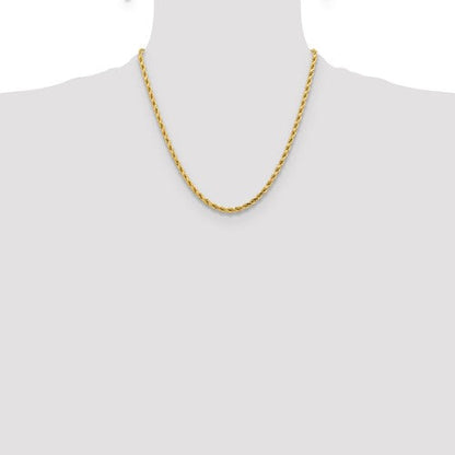 10k yellow gold 4.25mm diamond cut rope bracelet anklet choker necklace pendant chain