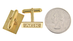 14k Yellow 14k White Gold Sterling Silver Rectangle Cufflinks Cuff Links Personalized Monogram