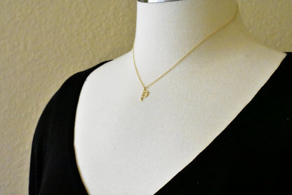 14k yellow rose white gold .04 ctw diamond tiny petite lowercase letter p initial alphabet pendant charm necklace