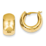 Load image into Gallery viewer, 14K Yellow Gold Classic Round Puffed Hoop Earrings 15mm x 9mm
