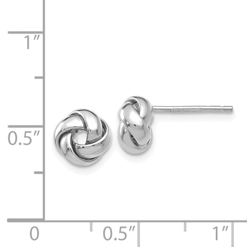 14k white gold 7mm classic love knot post earrings