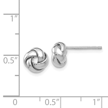 14k white gold 7mm classic love knot post earrings