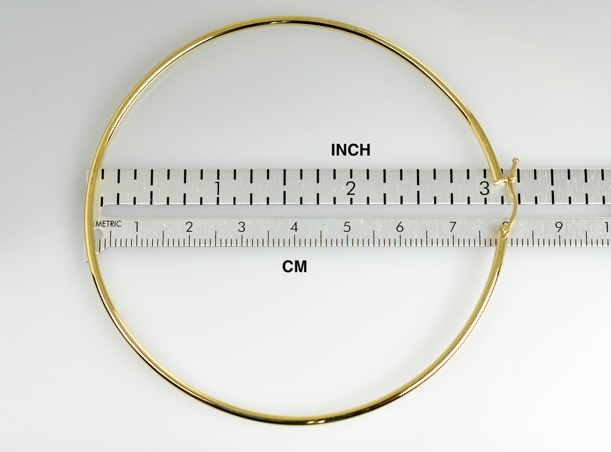 14k yellow gold 3.15 inch diameter extra large giant gigantic round classic hoop earrings 80mm x 2mm