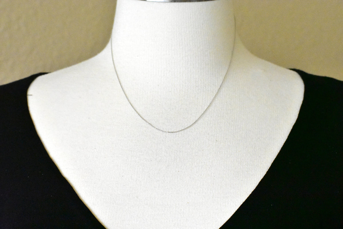 14k white  gold 0.6mm diamond cut cable bracelet anklet choker necklace pendant chain