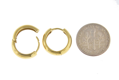 10k yellow gold classic huggie hinged hoop earrings 15mm x 15mm x 4mm
