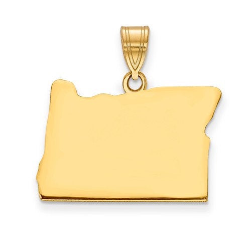14k gold or sterling silver oregon or state map pendant charm personalized monogram