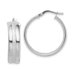 Load image into Gallery viewer, 14k White Gold Round Polished Satin Groove Textured Hoop Earrings 25mm x 6.5mm

