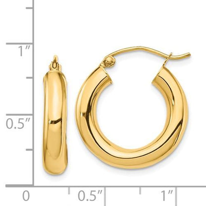 14k yellow gold classic round hoop earrings 20mm x 4mm