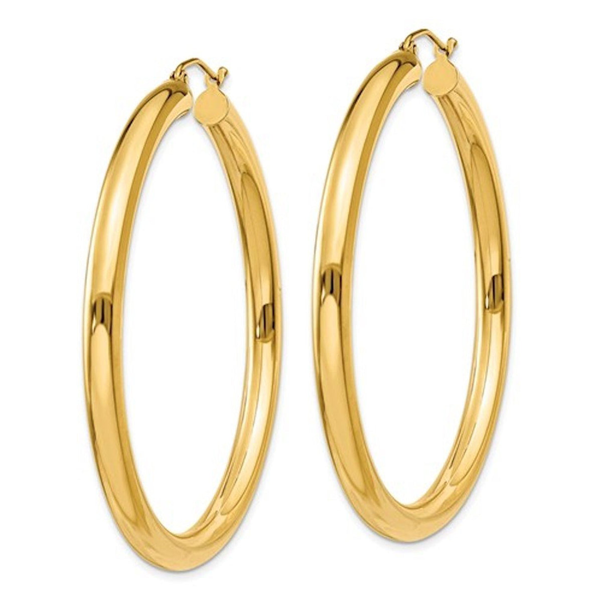 14k yellow gold large lightweight classic round hoop earrings 50mmx4mm