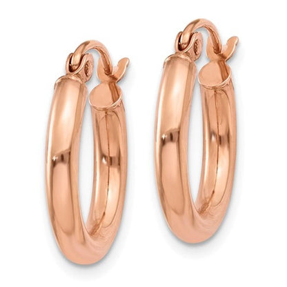 14k rose gold classic round hoop earrings 17mm x 2.5mm