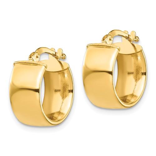 14k Yellow Gold Round Square Tube Hoop Earrings 14mm x 7mm