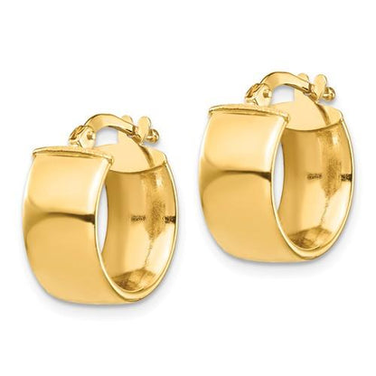 14k yellow gold round square tube hoop earrings 14mm x 7mm