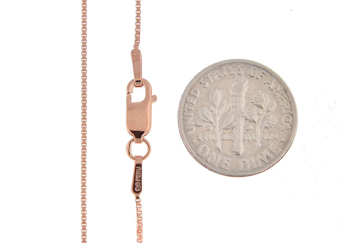 14k rose gold 0.9mm box link bracelet anklet choker necklace pendant chain